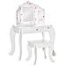 Toeletta Per Bambini Con Sgabello, Tavolo Trucco Con Triplo Specchio E Cassetto, 63x40x85.5cm, Bianco - Foto miniatura 1