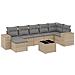 Set Divano da Giardino 8 pz con Cuscini Beige in Polyrattan - Foto miniatura 1