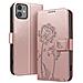 Custodia A Portafoglio Per Iphone 11 Design Premium Fiori Farfalla, Rosa Champagne - Foto miniatura 1