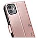 Custodia A Portafoglio Per Iphone 11 Design Premium Fiori Farfalla, Rosa Champagne - Foto miniatura 2