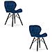 Sedia in velluto WAKO - Design moderno, blu navy, gambe nere x 2 - Foto miniatura 1