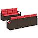 Set di divani con cuscino 8 pcs Marrone e Rosso polyrattan - Foto miniatura 1