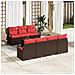 Set di divani con cuscino 8 pcs Marrone e Rosso polyrattan - Foto miniatura 2