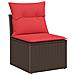 Set di divani con cuscino 8 pcs Marrone e Rosso polyrattan - Foto miniatura 5