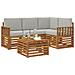 Set di divani da esterno 5 pcs Grigio Naturale e Chiaro - Foto miniatura 3