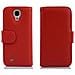 Custodia Compatibile Con Samsung Galaxy Mega 6.3 In Rosso Cremisi - Coperchio Protettivo In Ecopelle Testurizzata E Tasca Per Carte Di Credito - Foto miniatura 3