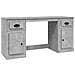 Scrivania Con Armadietto Grigio Cemento In Legno Multistrato - Foto miniatura 1