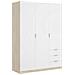 Guardaroba Cimone, Mobile Appendiabiti Per Camera Da Letto, Armadio A 3 Ante Battenti E 3 Cassetti, 121x52h184 Cm, Bianco E Rovere - Foto miniatura 2