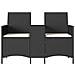 Divano da Giardino a 2 Posti Tavolo Cuscini Nero in Polyrattan - Foto miniatura 4