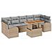 Set da Pranzo da Giardino da 8 Pezzi con Cuscini Beige Rattan Sintetico Acacia - Foto miniatura 1