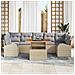 Set da Pranzo da Giardino da 8 Pezzi con Cuscini Beige Rattan Sintetico Acacia - Foto miniatura 3