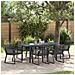 Set da Pranzo da Giardino 7 Pezzi in Acciaio Nero e Polyrattan - Foto miniatura 2