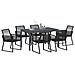 Set da Pranzo da Giardino 7 Pezzi in Acciaio Nero e Polyrattan - Foto miniatura 3