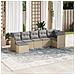 Set Divani da Giardino 7 pz con Cuscini Beige in Polyrattan - Foto miniatura 2