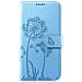 Custodia A Portafoglio Per Iphone 12 / 12 Pro Premium Design Fiori Farfalla, Blu Chiaro - Foto miniatura 2
