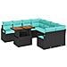 Set da Pranzo per Giardino con cuscino 9 pcs Nero e Verde acqua - Foto miniatura 1