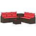 Set di divani 8 pz Marrone e Rosso Rattan sintetico e Acciaio - Foto miniatura 1