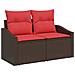 Set di divani 8 pz Marrone e Rosso Rattan sintetico e Acciaio - Foto miniatura 9