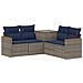 Set di divani 5 pz Grigio e Blu Navy Rattan sintetico e Acciaio - Foto miniatura 1