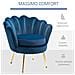 Poltrona Vintage Di Design In Velluto Blu, Poltroncina Da Camera Con Schienale Alto 76x67x74cm - Foto miniatura 5