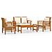 Set Divani Da Giardino 4pz Con Cuscini In Legno Massello Acacia - Foto miniatura 2