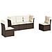 Set Divano Da Giardino 5 Pz Con Cuscini Marrone In Polyrattan - Foto miniatura 2