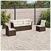 Set Divano Da Giardino 5 Pz Con Cuscini Marrone In Polyrattan - Foto miniatura 1