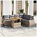 Set Divani Da Giardino 7 Pz Con Cuscini Beige In Polyrattan - Foto miniatura 1