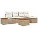 Set di divani da giardino a 6 pezzi con cuscini Beige Rattan Poliestere Acacia - Foto miniatura 1
