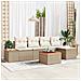 Set di divani da giardino a 6 pezzi con cuscini Beige Rattan Poliestere Acacia - Foto miniatura 2