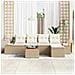 Set di divani da giardino a 6 pezzi con cuscini Beige Rattan Poliestere Acacia - Foto miniatura 3