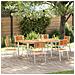 Sedie da giardino impilabili  6 pcs 54.5x56x87 cm Legno massello di acacia, Sedie da giardino impilabili  2 pcs Legno massello di acacia e metallo, Sedie da giardino impilabili  4 pcs Legno massello di acacia e metallo - Foto miniatura 2