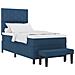 Letto box spring e materasso e panca blu 90x200 cm in tessuto - Foto miniatura 1