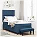 Letto box spring e materasso e panca blu 90x200 cm in tessuto - Foto miniatura 2