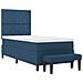 Letto box spring e materasso e panca blu 90x200 cm in tessuto - Foto miniatura 3