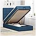 Pouf Letto con Materasso Blu 100x200 cm in Tessuto - Foto miniatura 2