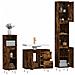 Set Mobili da Bagno 3 pz Rovere Fumo in Legno Multistrato - Foto miniatura 4
