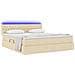 Letto con contenitore e LED con led Crema 180 x 200 cm Tessuto - Foto miniatura 3