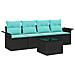 Set Divano da Giardino 5 pcs Nero e Turchese polyrattan - Foto miniatura 1
