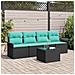 Set Divano da Giardino 5 pcs Nero e Turchese polyrattan - Foto miniatura 2