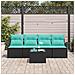 Set Divano da Giardino 5 pcs Nero e Turchese polyrattan - Foto miniatura 3