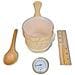 Set 5 Accessori Sauna Secchio E Cucchiaio Inserto Clessidra Termometro - Foto miniatura 1