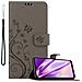 Custodia Compatibile Con Samsung Galaxy A02s In Grigio Fiore - Coperchio Protettivo In Design Floreale Con Chiusura Magnetica, Funzione Stand E Slot Per Carte - Foto miniatura 1