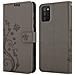 Custodia Compatibile Con Samsung Galaxy A02s In Grigio Fiore - Coperchio Protettivo In Design Floreale Con Chiusura Magnetica, Funzione Stand E Slot Per Carte - Foto miniatura 8
