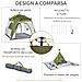 Tenda da Campeggio 2 Posti Pop Up con Porta a Cerniera e 3 Finestre, 240x240x199cm, Verde - Foto miniatura 5