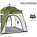 Tenda da Campeggio 2 Posti Pop Up con Porta a Cerniera e 3 Finestre, 240x240x199cm, Verde - Foto miniatura 4