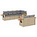 Set Divani Da Giardino 7 Pz Con Cuscini Grigio In Polyrattan - Foto miniatura 1