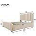 Letto In Lino Beige Con Strisce Dorate, Usb E Vano Contenitore - Foto miniatura 2