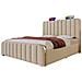Letto In Lino Beige Con Strisce Dorate, Usb E Vano Contenitore - Foto miniatura 1