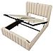 Letto In Lino Beige Con Strisce Dorate, Usb E Vano Contenitore - Foto miniatura 3